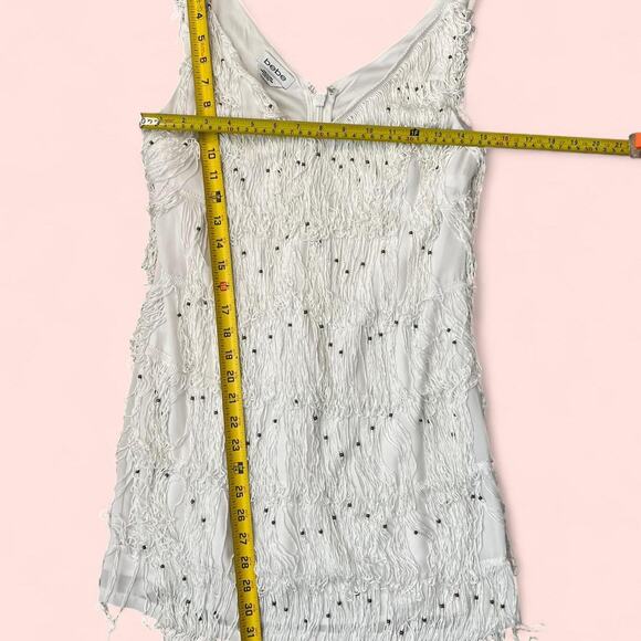 Vtg bebe white beaded fringe dress - Picture 3 of 4